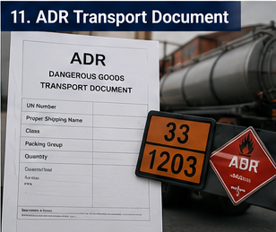 ADR dangerous goods transport document used for hazardous materials transport in Europe