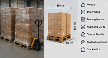 Freight cargo dimensions pallets and weight affecting transport costs in Europe