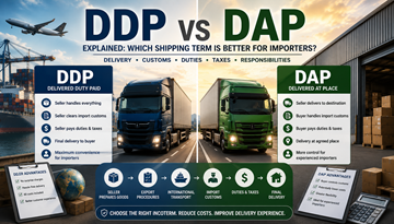 Comparison between DDP and DAP shipping terms with trucks customs operations and international logistics
