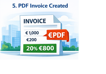 User profile invoice section showing list of invoices with download buttons
