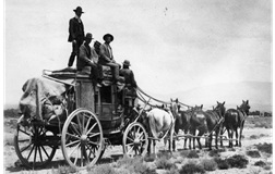 A horse-drawn stagecoach.