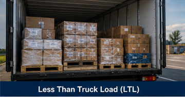Shared truck cargo with multiple pallets representing less than truck load transport service