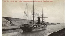 Steamship navigating in the Suez Canal